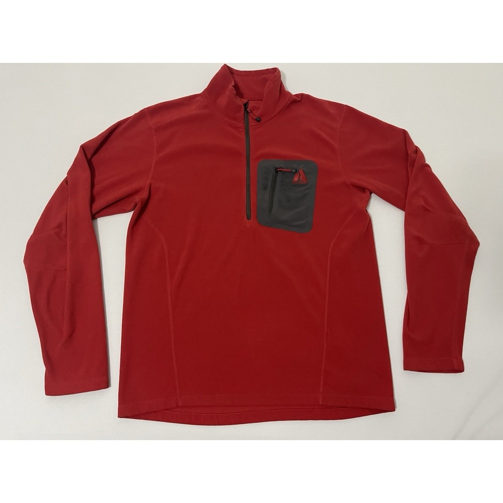 Eddie Bauer Sweater Mens Small Red‎ Fleece First Ascent Quarter Zip Sweatshirt